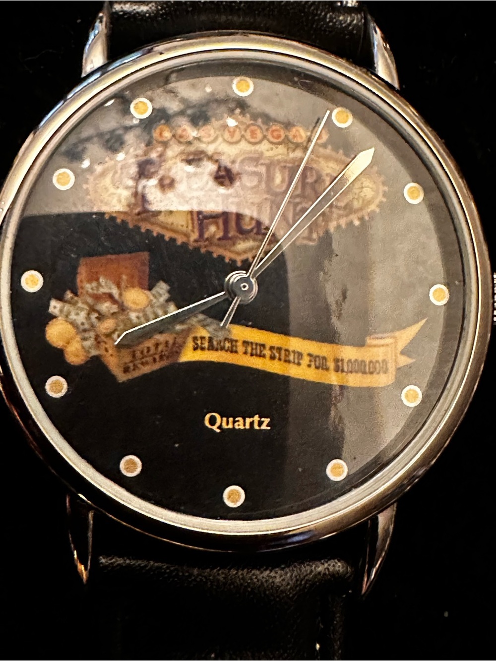 Las Vegas Treasure Hunt" memorabilia watch faux leather band/AS IS SOLD UNTESTED